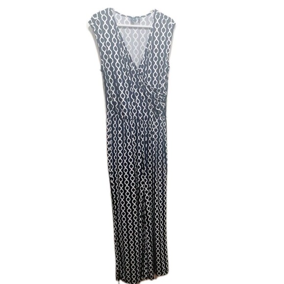 Kaari Blue Women's Blue/white Wide Leg Jumpsuit Size Large - Picture 1 of 7